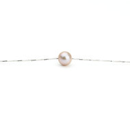 10.0-10.5mm Round Freshwater Cultured Pearl Solitaire Necklace Silver 18" - Pink (AAA Gem)