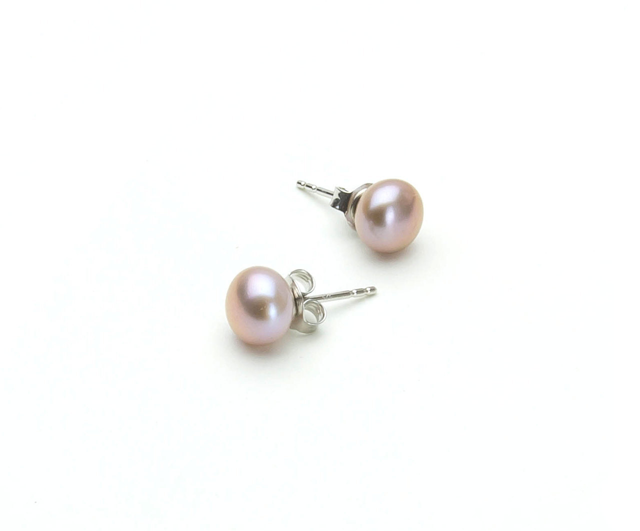 Lavender Pearl Earrings Freshwater Button Pearls Sterling Silver Sterling Silver Button Cultured Lavender Freshwater Pearl‎ Leverback Earrings main image 1