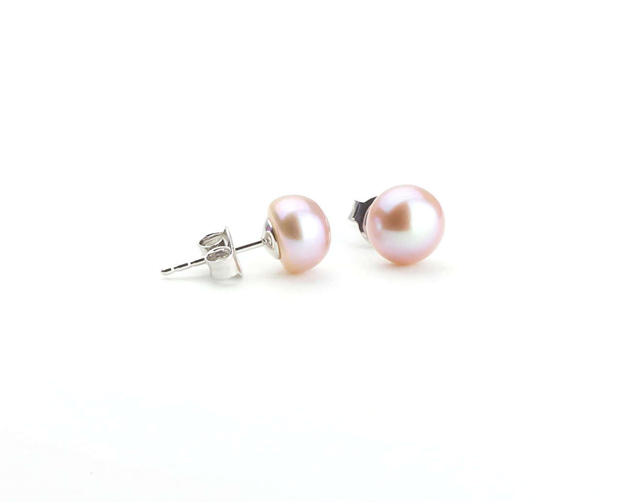 Quality Freshwater Cultured White Pearl Stud Earrings for Women NONNYL 14K Gold Handpicked AAA 