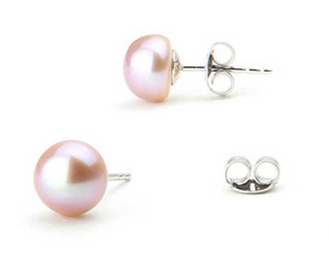Freshwater Pearl Champagne Pink Stud Earrings - 5mm, 6mm, 7mm, 8mm, 9m –  Glass Palace Arts