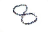 Multicolor Black Oval Freshwater Cultured Pearl Necklace 18"