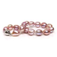 Pink Baroque Freshwater Cultured Pearl Bracelet Silver 7.5" (10-11mm)