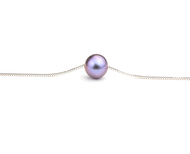 10.0-10.5mm Round Freshwater Cultured Pearl Solitaire Necklace Silver 18" - Black/Aubergine/Purple (AAA Gem)