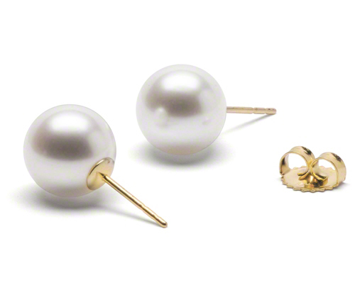14k Yellow or White Gold or Sterling Silver AAA Dyed Black Freshwater Cultured Pearl Stud Earrings