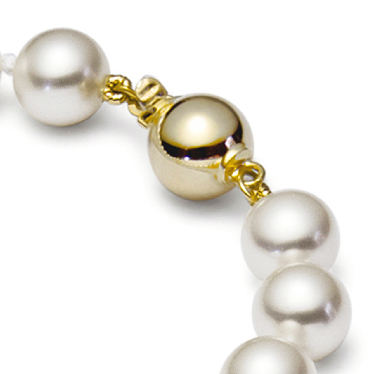 The Pearl Source Real Pearl Necklace for Women with AAA+ Quality Round  White Freshwater Genuine Cultured Pearls | 18 inch Pearl Strand with 14K  Gold