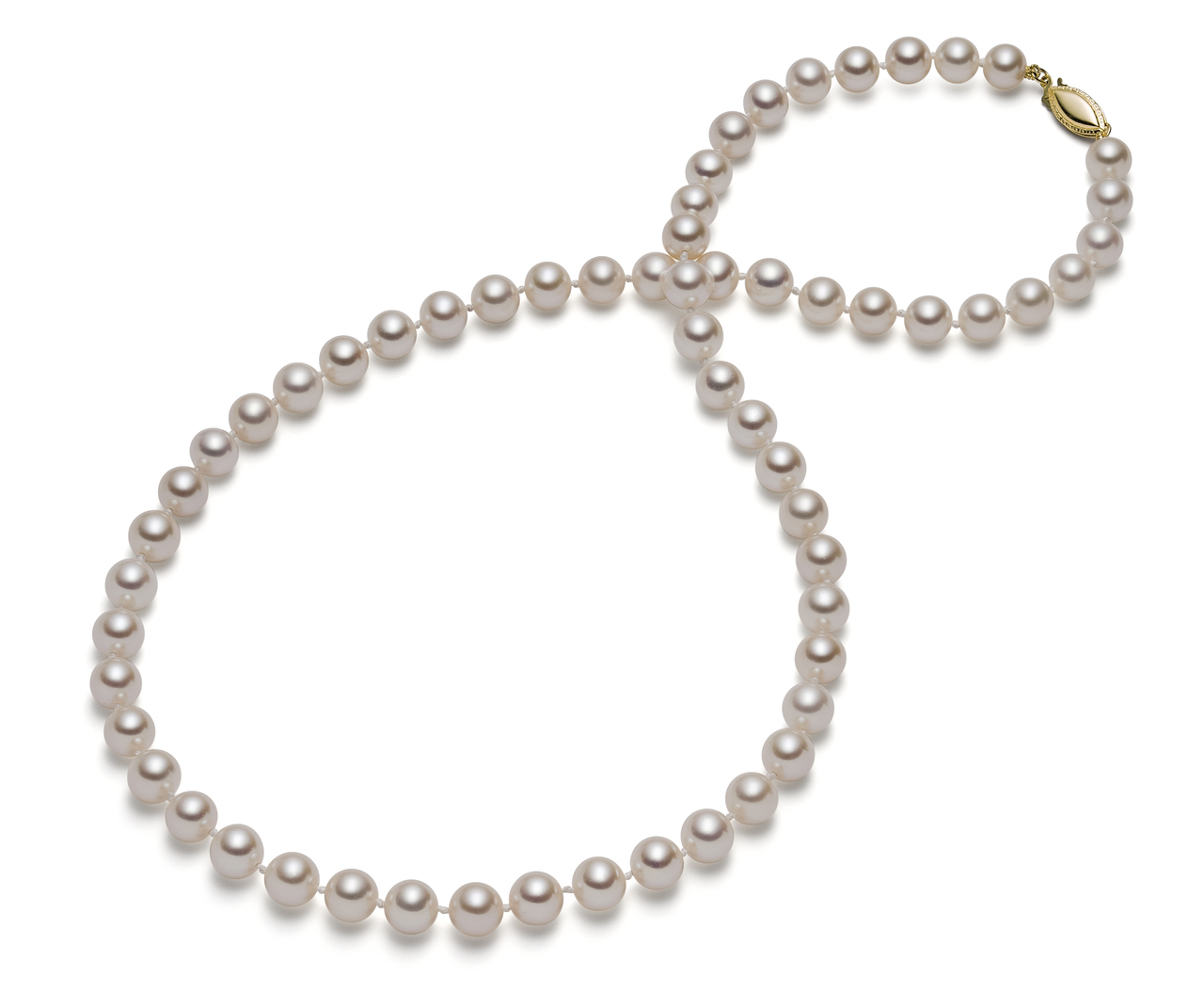 Sterling Silver 925 Clasp Oval Smooth Natural White Pearl String Strand  Necklace