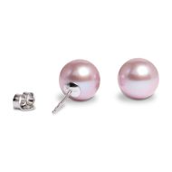 Lavender Round Freshwater Cultured AAA Pearl Stud Earrings 14K White Gold