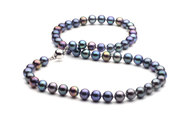 Multicolor Black AAA Round Freshwater Cultured Pearl Necklace