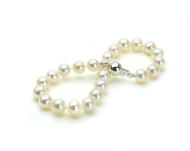 White Round Freshwater Cultured Pearl Bracelet Silver 7.5" (7.5-8.0mm)